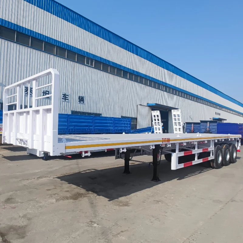 TITAN 3 Axles 40 Foot 60 Tons Flatbed Semi Trailer Tri Axle Trailer For Sale Near Me