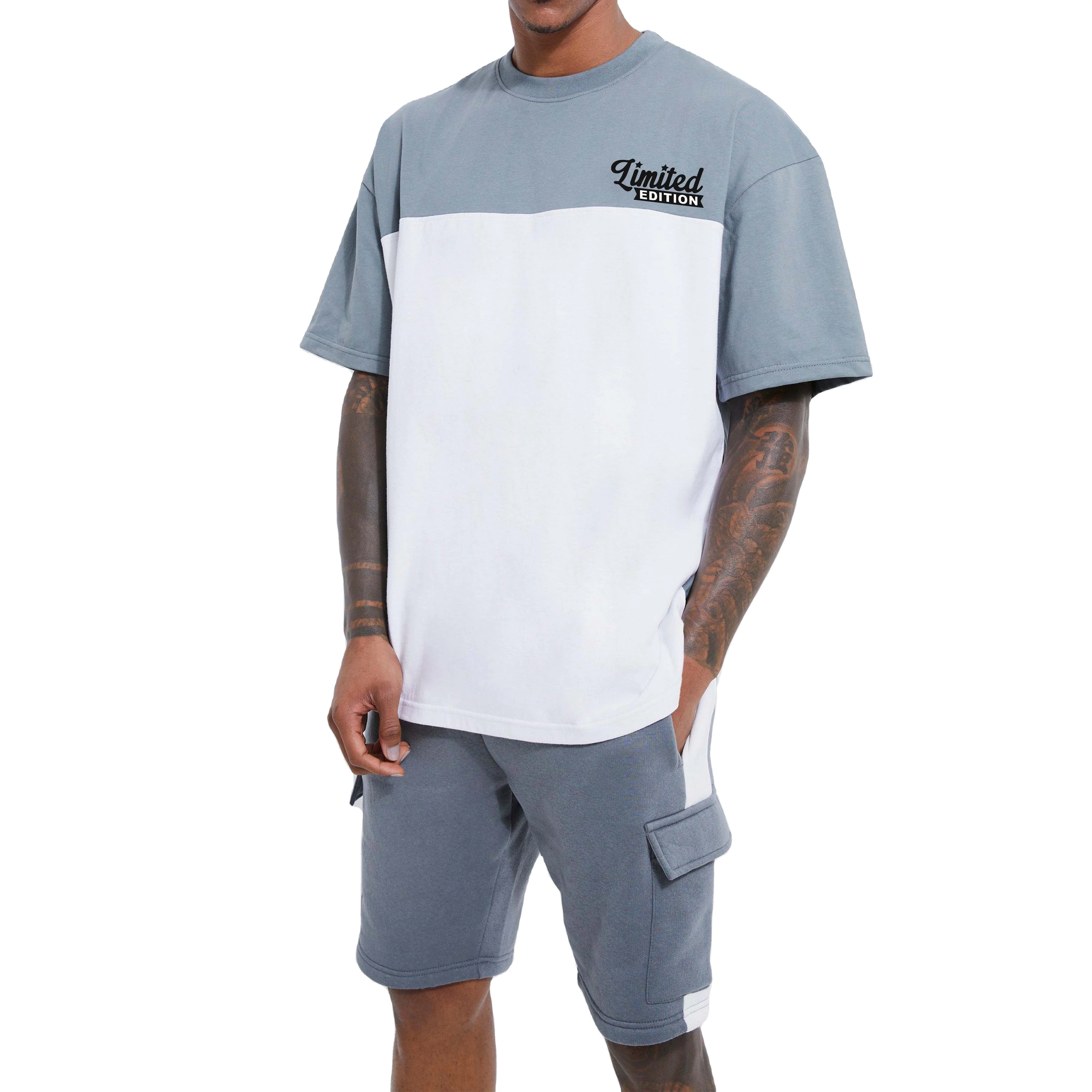 Adult Size New Style Factory Men Short Sets 100% Cotton High Quality Tracksuit Summer Sportswear Male Shirt Short Set For Boys