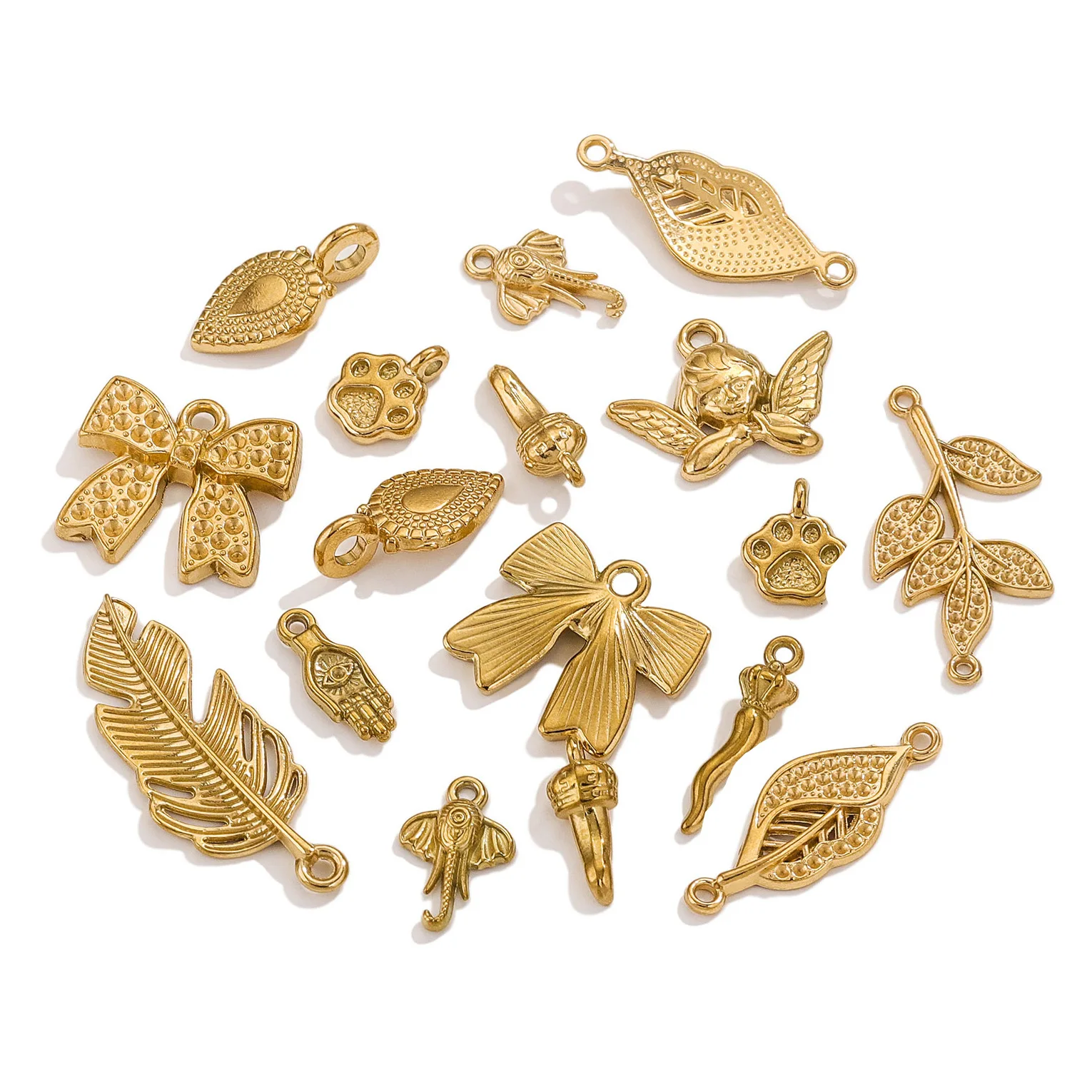 Bestone Gold Plated Charm High Quality Stainless Steel Knotbow Pendant Charm for Jewelry DIY