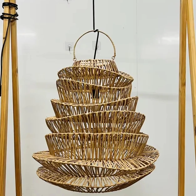 New Design with Cheap Price Big Rattan Lampshade & Chandelier Ceiling Lamp Home Decoration