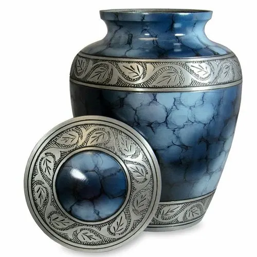 Pet Decorative Aluminum Cremation Urns Round Shaped Memorial Jars With Glossy Powder Coat For Funeral Adult Metal Box For Ashes