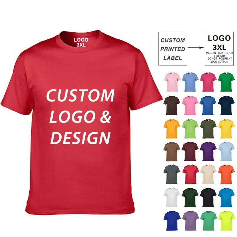 100% Cotton Solid Tshirts Mens Short Sleeve Clothing Tees Woman Customized Products Summer Tops