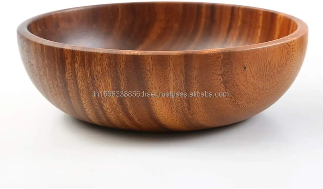 Super Quality Acacia Wood Serving Bowl Antique Fruit Salad Food Serving Bowl For Home Kitchen Decor Wholesale