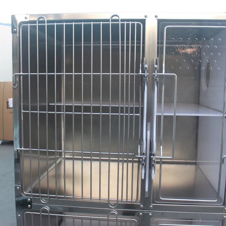 Hacemey hot sale stainless steel 304 wet vet pet  cat cages for cat dog veterinary equipment pet hospital and clinic