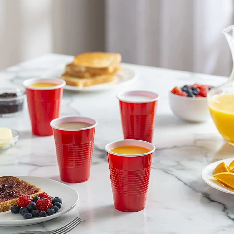 Wholesale  Custom  9 oz  Red  Drinking Cup Disposable Party Plastic Cups