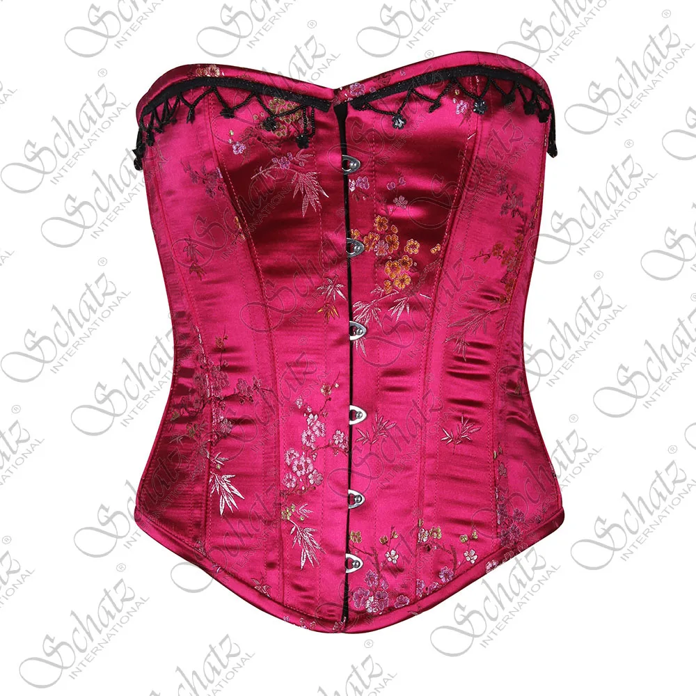 CORSET Overbust Steelboned Waist Training Two Tone Satin Corset With Mesh Panels And Side Hip Bows Fashion Corset Vendors