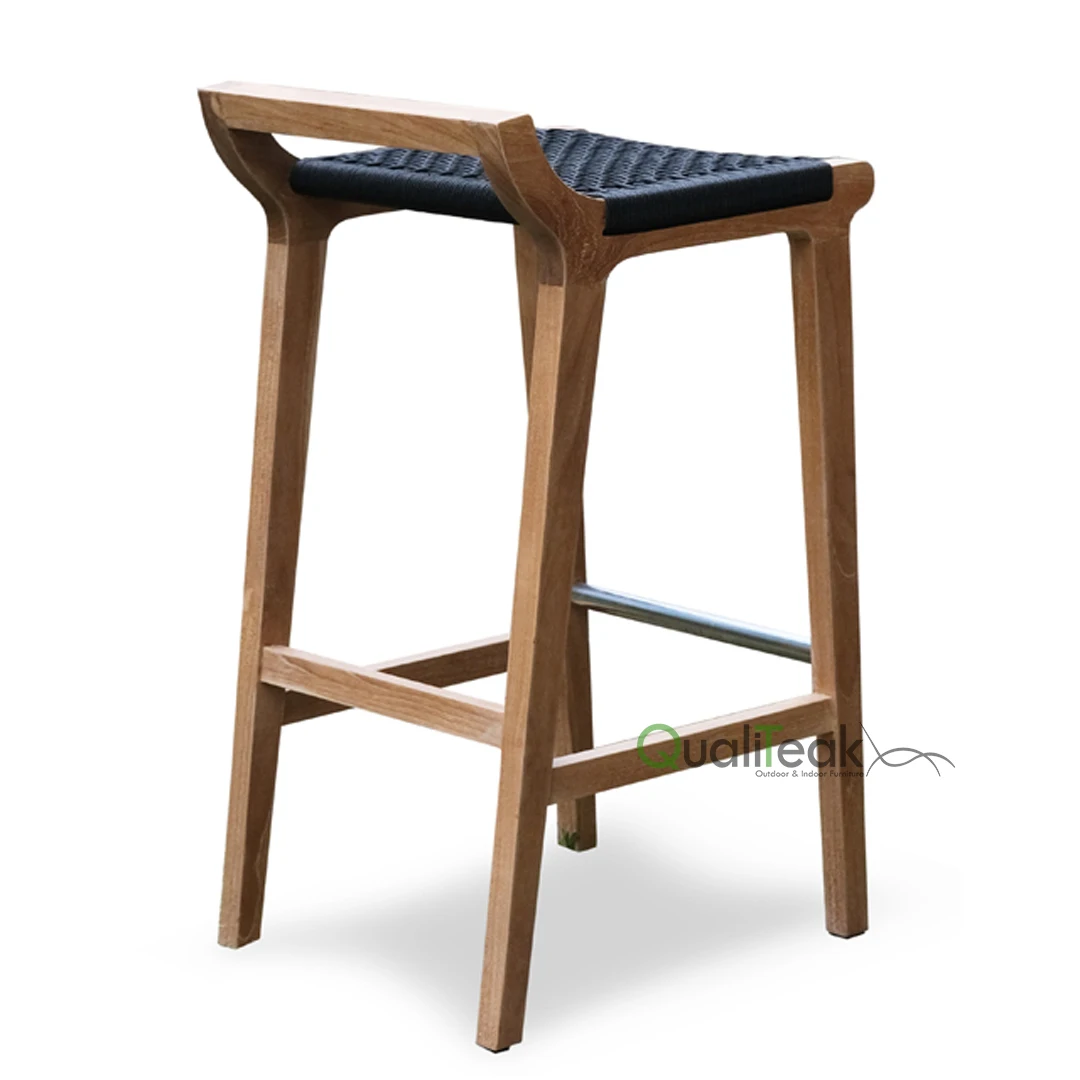 Sidi Teak Bar Stool With Rope Weaving For Outdoor Restaurant And Hotel