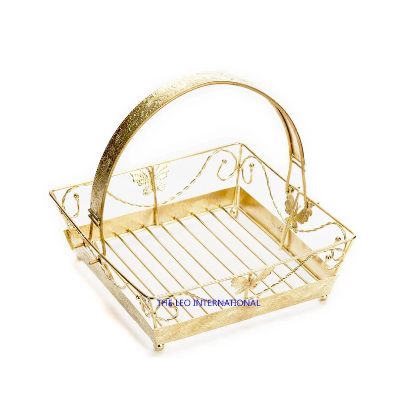 Luxury white iron fruit basket decorative gift basket multi-function storage baskets in bulk