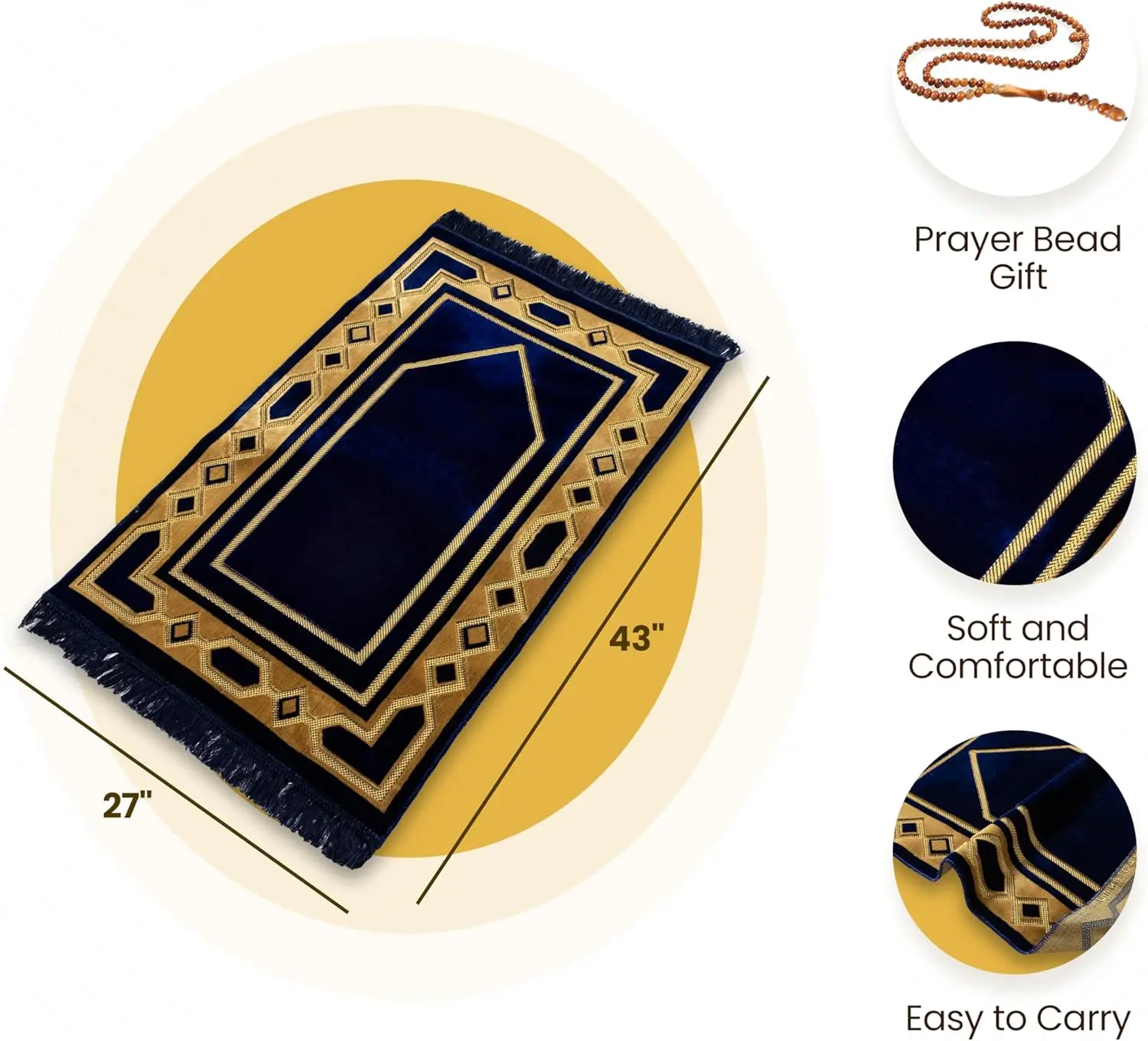 Salaat Essentials Islamic Prayer Mat  Premium Prayer Rug for Muslim Women & Men