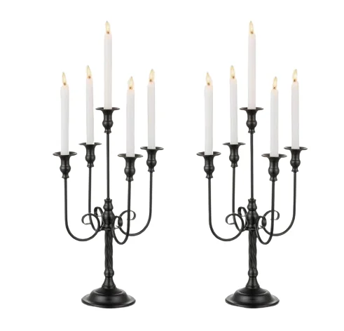 Handmade Design Black Iron Metal Candelabra New Look Shiny Polished Candelabra Home Villa Decor Accessories