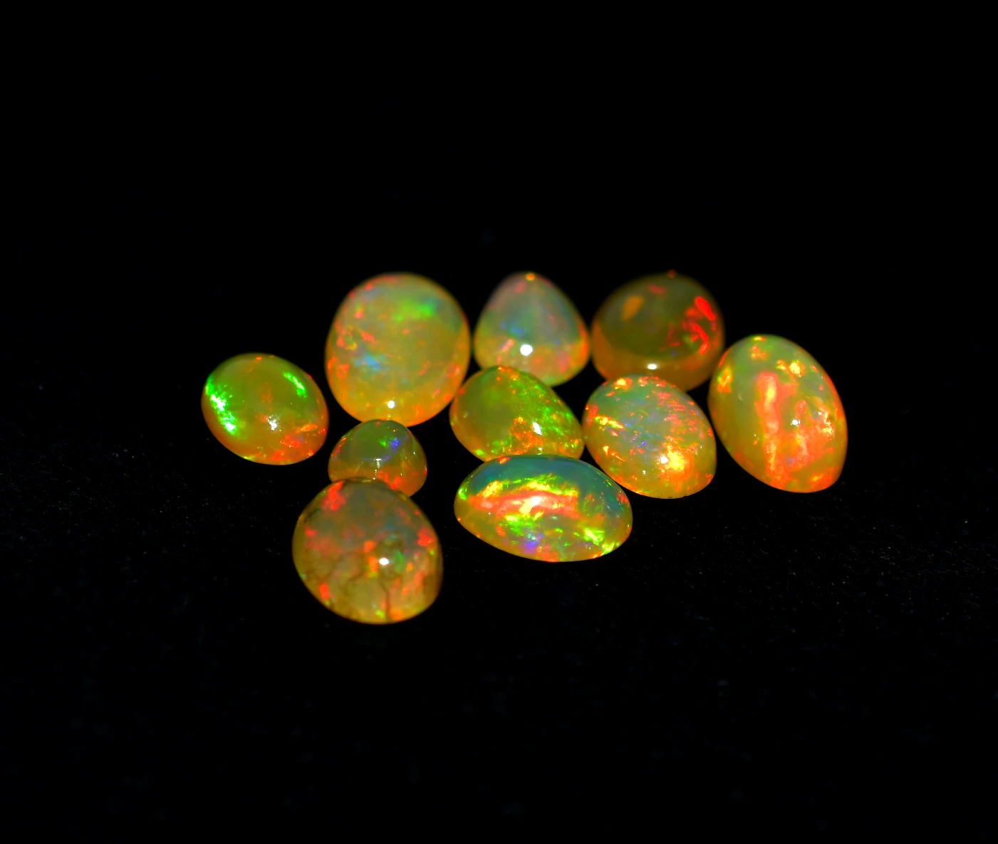 Ethiopian Opal Multi Fire Welo Cabochon Flat Back Natural Loose Gemstone Crystal Mix Sizes & Shape for Jewelry Pendant Necklace