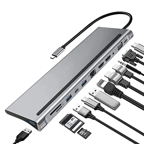 12-In-1 Multi Function Multifunction USB C USB-C Type-C To 4K HDMI Multifunctional Hub Adapter Docking Station 12 In 1