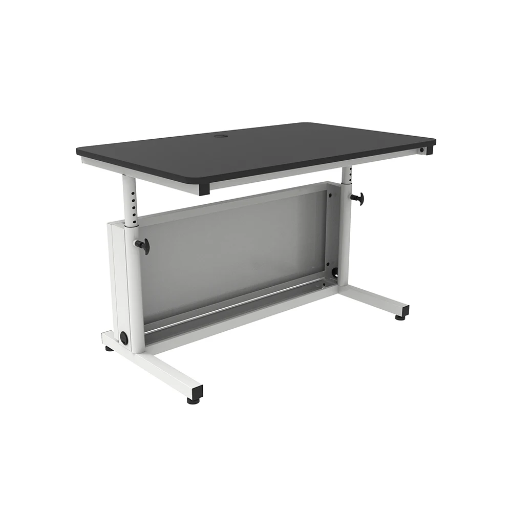 VersaDesk Deluxe Height Adjustable Computer Table Black Surface/ White Frame