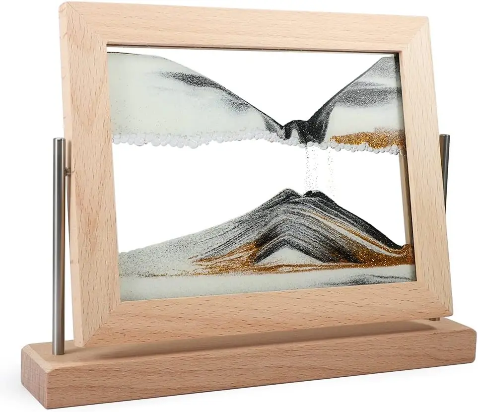 Moving Sand Art Sand Art Decor Picture Glass Liquid Wall Painting 3D Deep Sea Sand scape Natural Landscape in Motion Display