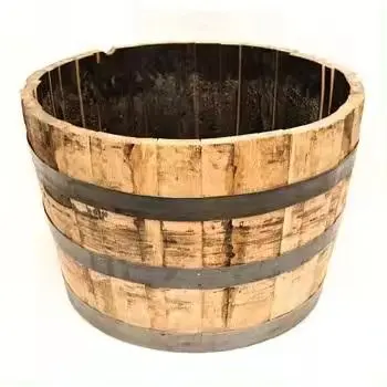 Wooden Round Shape Large Size Indoor And Outdoor Garden Planting Pot Flower Planters Flowerpots In Affordable Price
