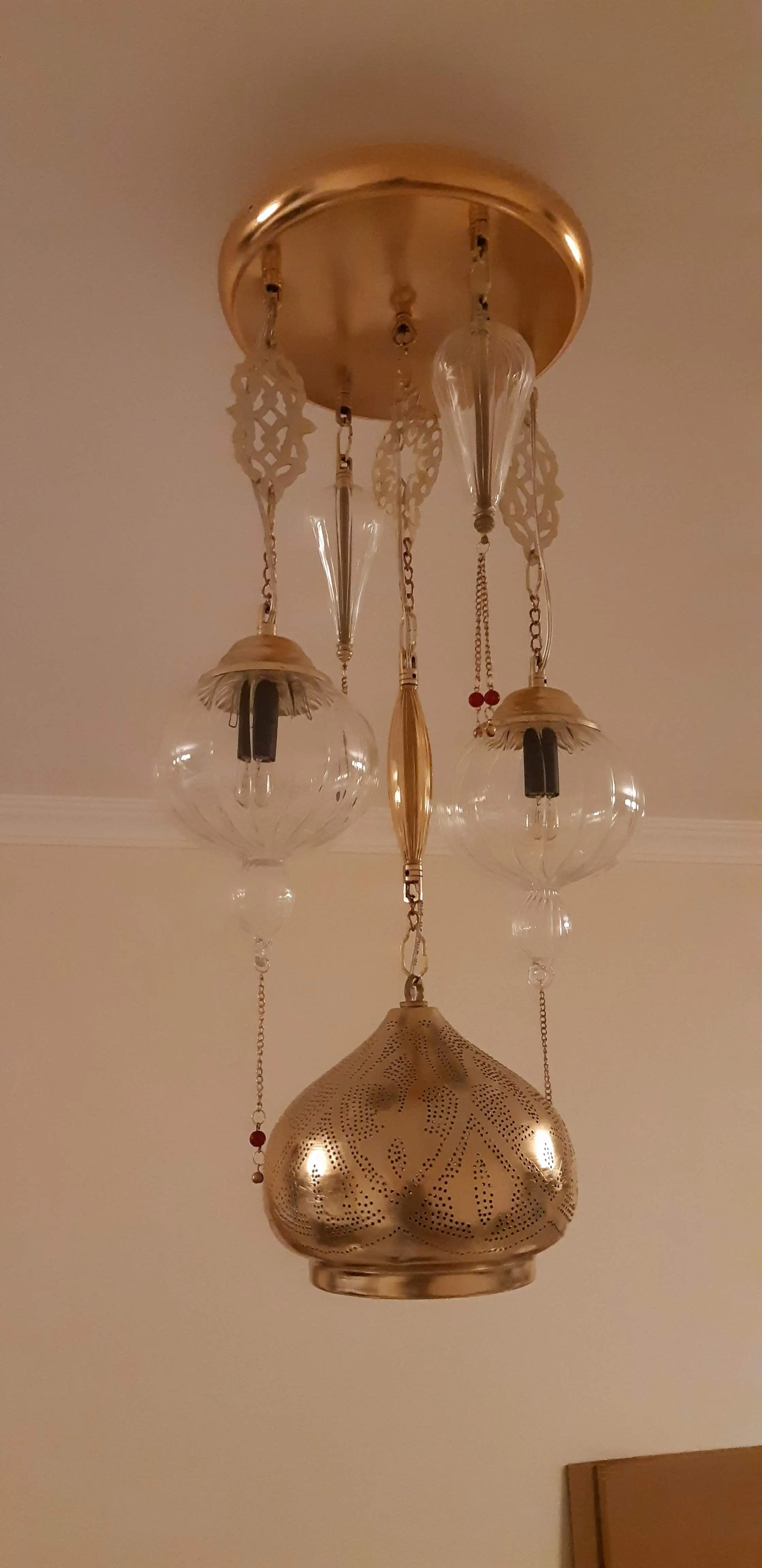 Handmade Brass cooper lighting ceiling lights , handmade decorative Moroccan Egyptian made light shade light hand blown glass