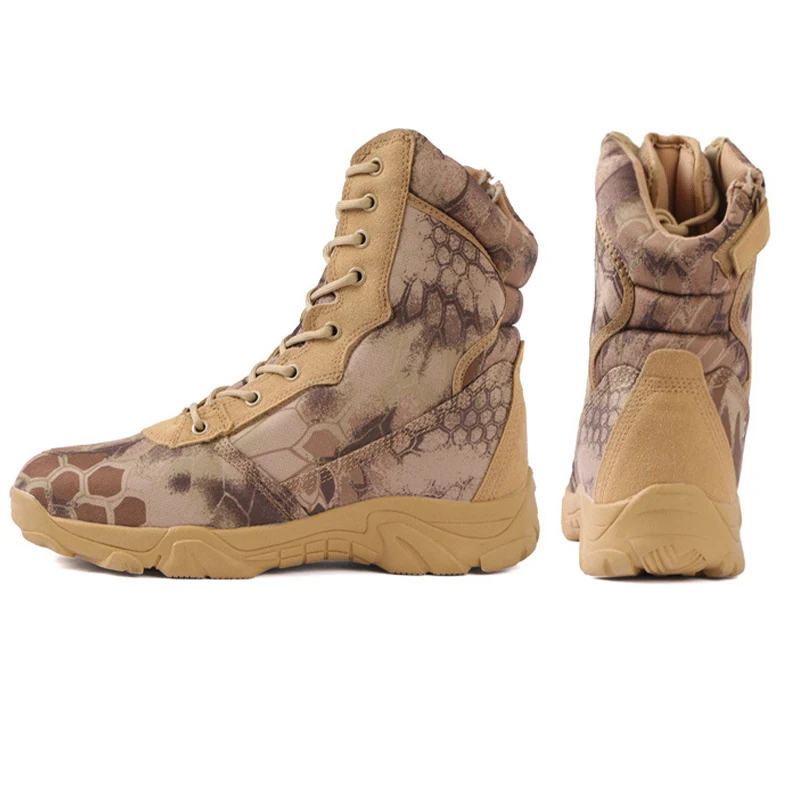 Anti-skid combat special forces boots wear-resistant python camouflage tactical boots men high top hiking boots wholesale