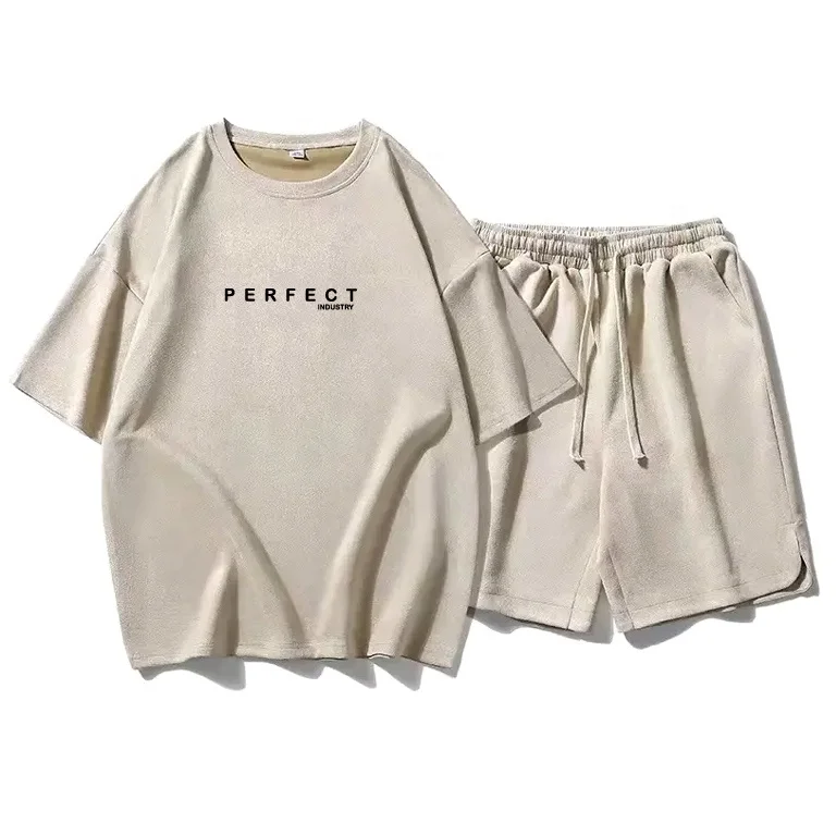 Perfect Top quality T-Shirt & Short Sets Men clothing wear T Shirts+shorts in solid colors With custom logo embroidery logo