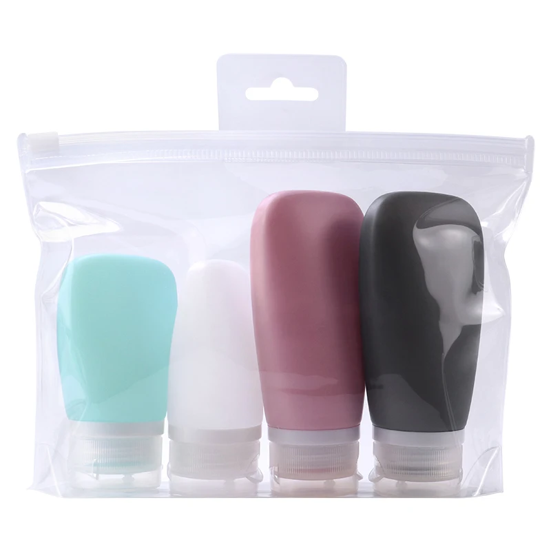 60/90ML Portable Leakproof Silicone Squeeze Shampoo Bottles Lotion Dispenser Refillable Toiletry Container Bottle Travel Set Kit