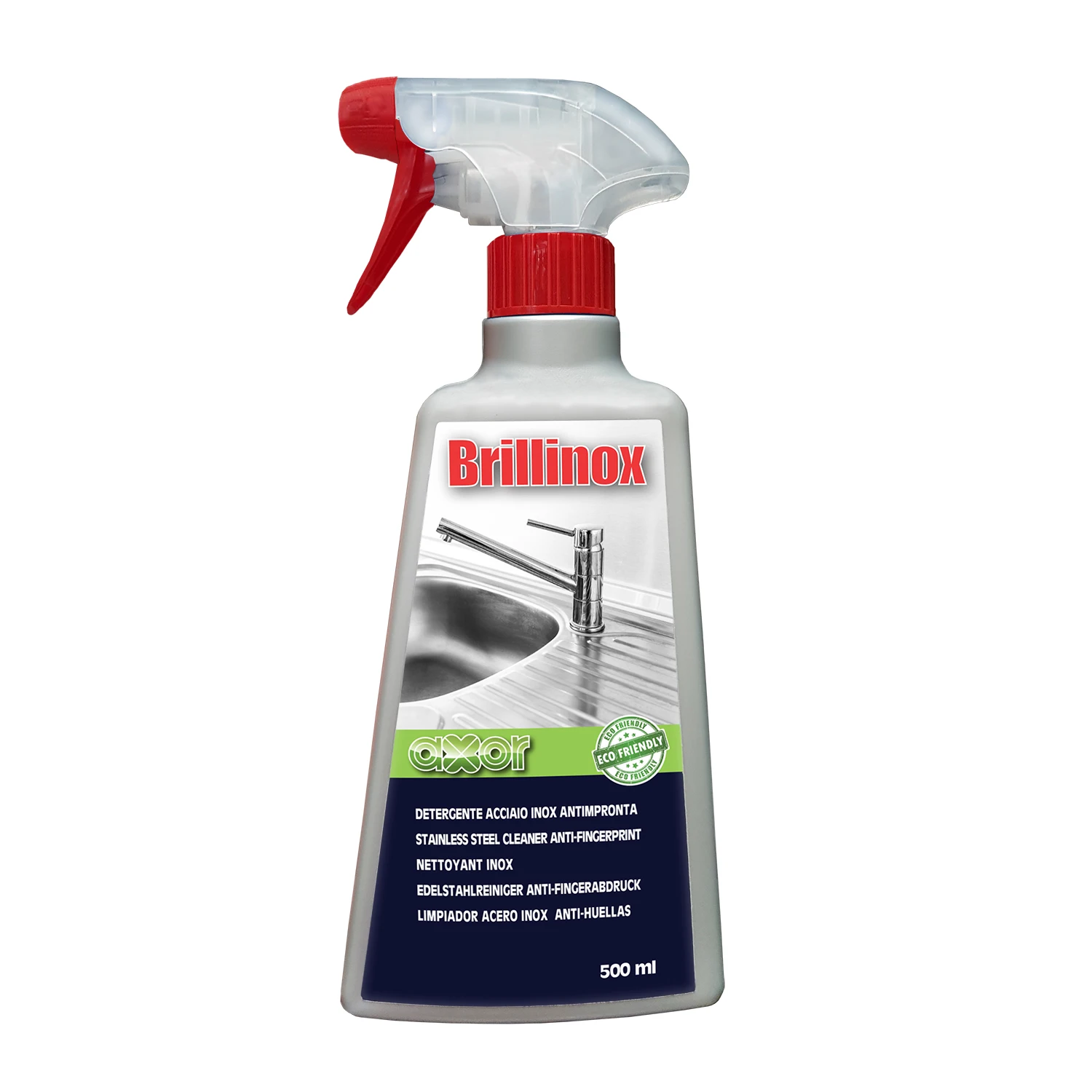 Best Quality BRILLINOX Spray Stainless Steel Cleanser With Anti-Fingerprint Effect No Bacteria 500 ml Made In Italy