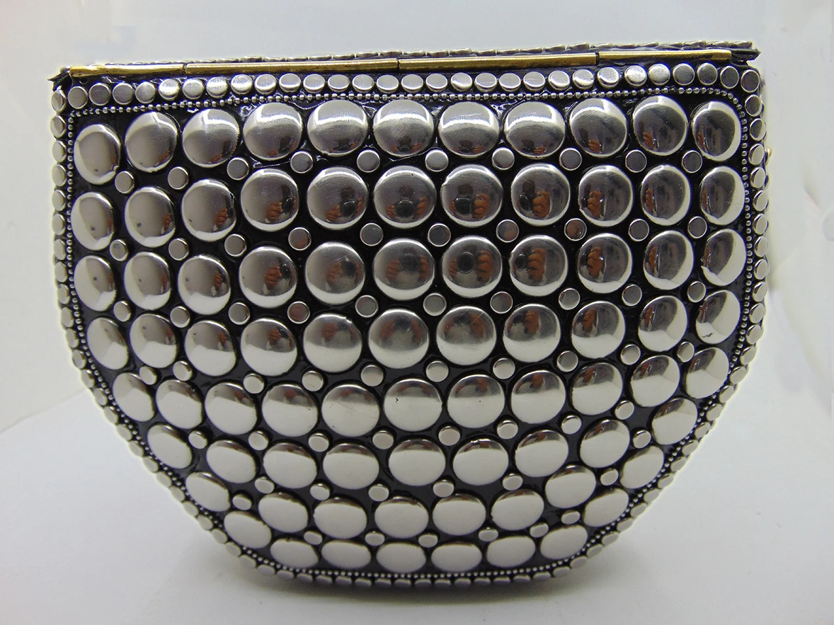 wedding luxury clutch purses Metal Hexagonal Round Metal stud clutch party bag Wholesale Manufacturer Purse