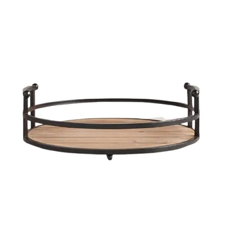 Iron and Wooden Tea Coffee Serving Tray With Finest Quality Round Shape Chocolates at Lowest Price