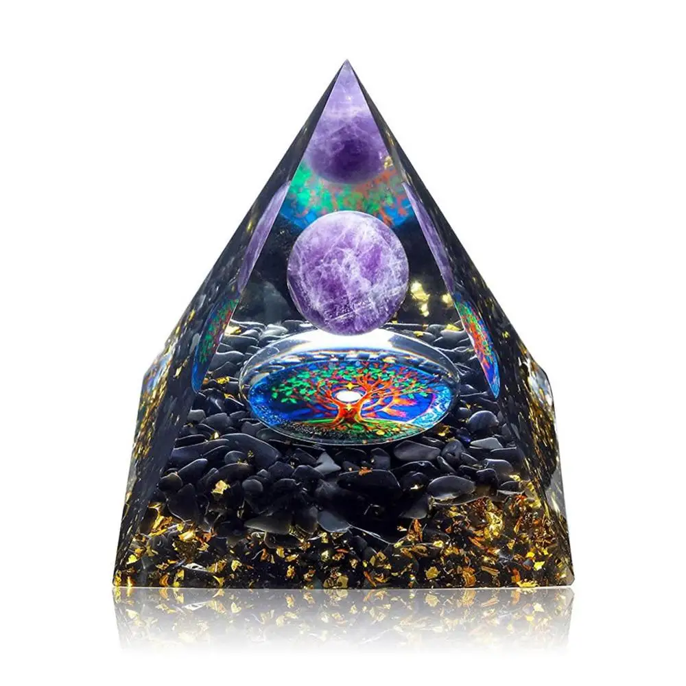 Orgonite Pyramid Supplier High Quality Orgone Energy Pyramid Orgone 7 Chakra Layered Logo Pyramid Wholesaler OEM Exporter