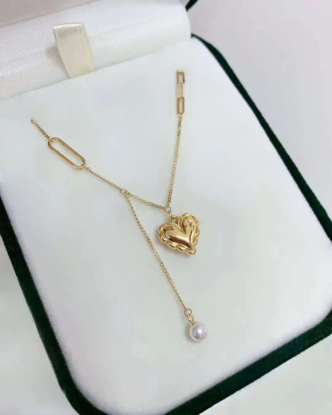 Lerca Fashion Freshwater Pearl Pure 18k Gold Charms Pendants Necklace Women Ladies Bridal Engagement Wedding Jewelry