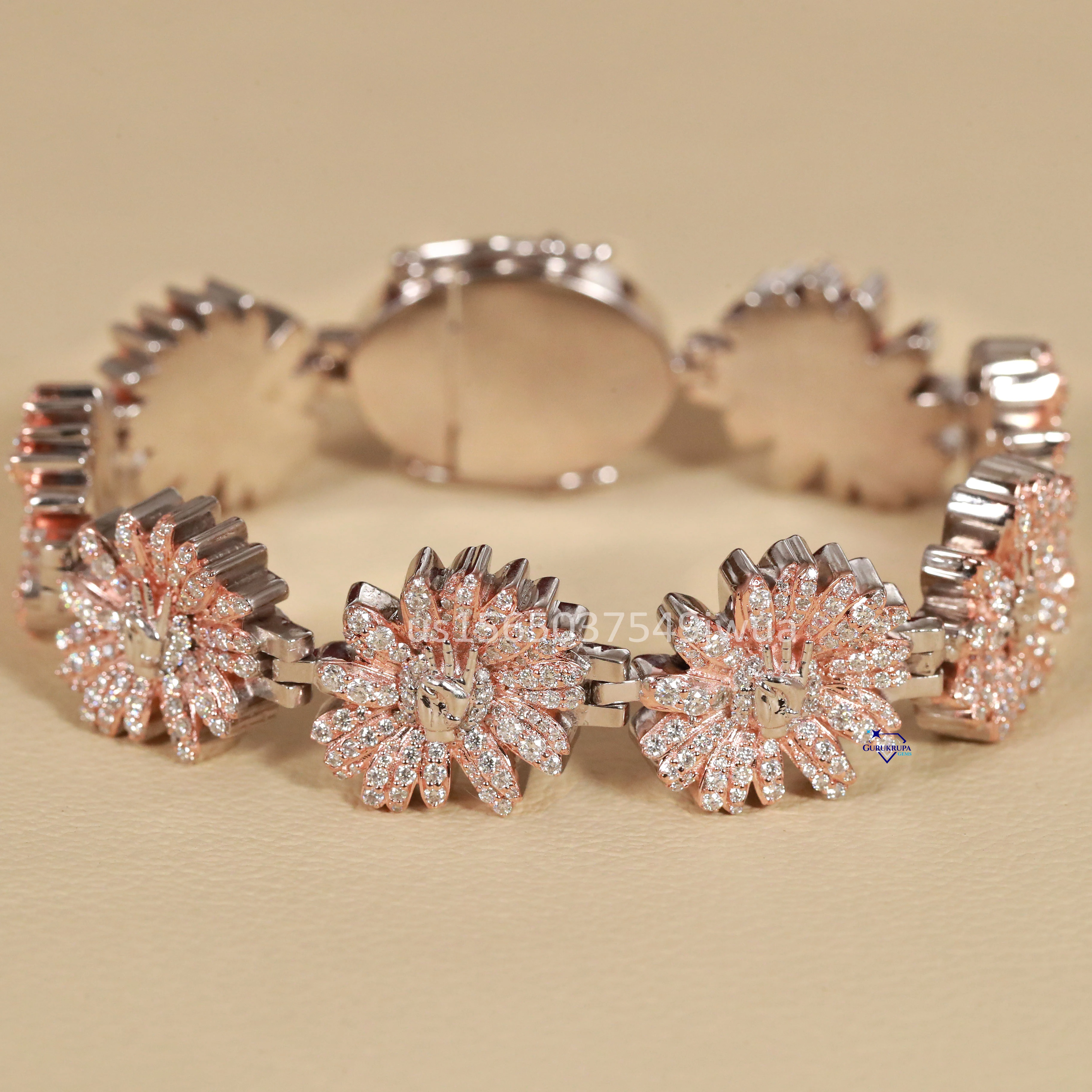 Explore our latest womens charm bracelet in 14kt white and rose gold with a dazzling moissanite round brilliant cut diamonds