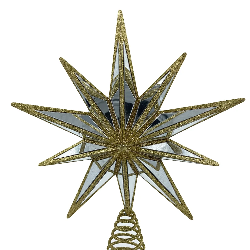 Manufacturers Christmas Star Tree Topper Mirrored Star Glitter Tree Topper for Christmas Party Decoration