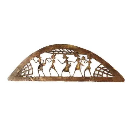 Handmade Decorative Brass Tribal Figurine Jatra Party In Arch Wall Hanging Sculptures Dokra Arts Home Decor Gift Items SNE-133