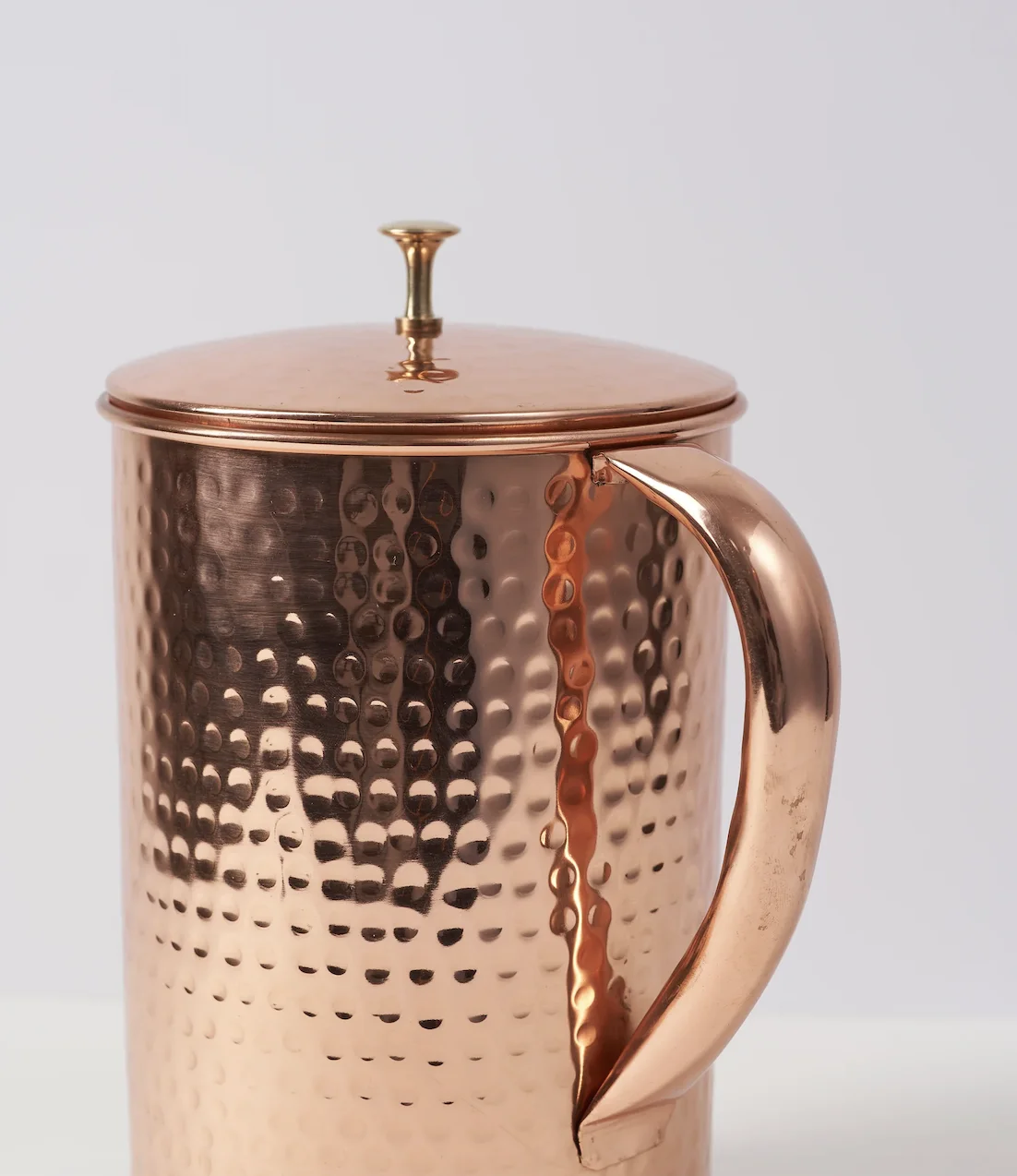 Custom Logo Hammered Copper Water Jug with Lid Metal Drinkware Teapot for Tea Home Use Drinking