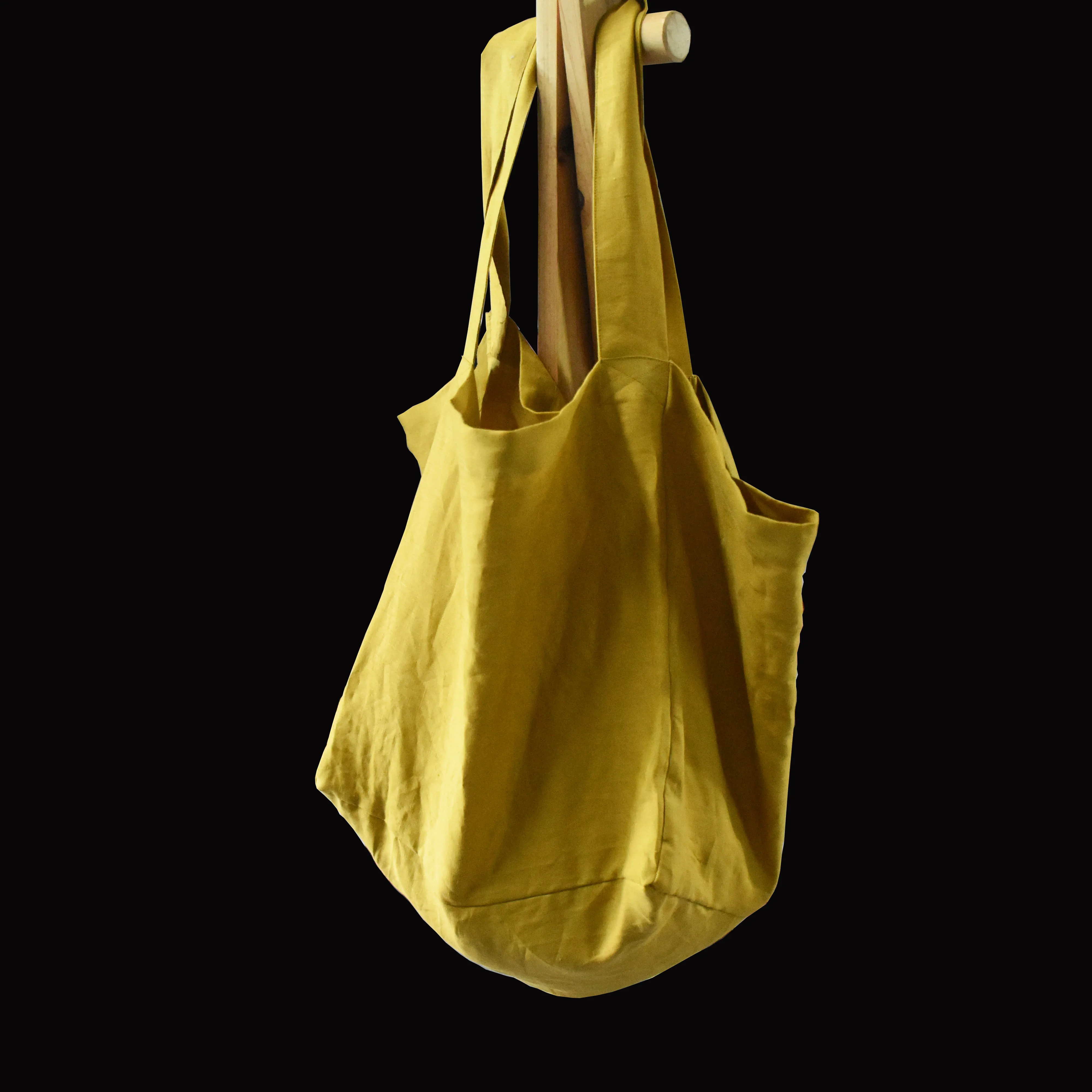 custom tote bag linen full colour print friendly yellow large shopping bag 100% pure linen tote bags