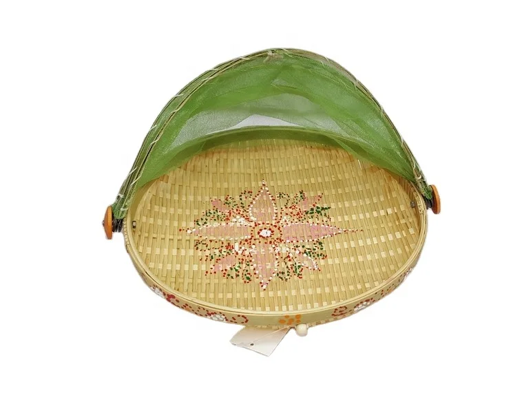 Green color natural bamboo food cover for home and kitchen tableware 100% bamboo material with high quality made in Vietnam
