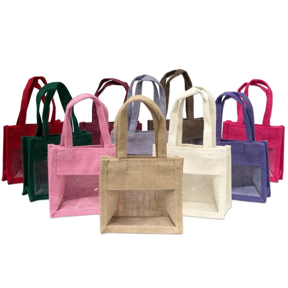 Blank Reusable Grocery Burlap Jute Gift Shopping Tote Bags Waterproof Inside high quality jute bag with white Cotton Handle