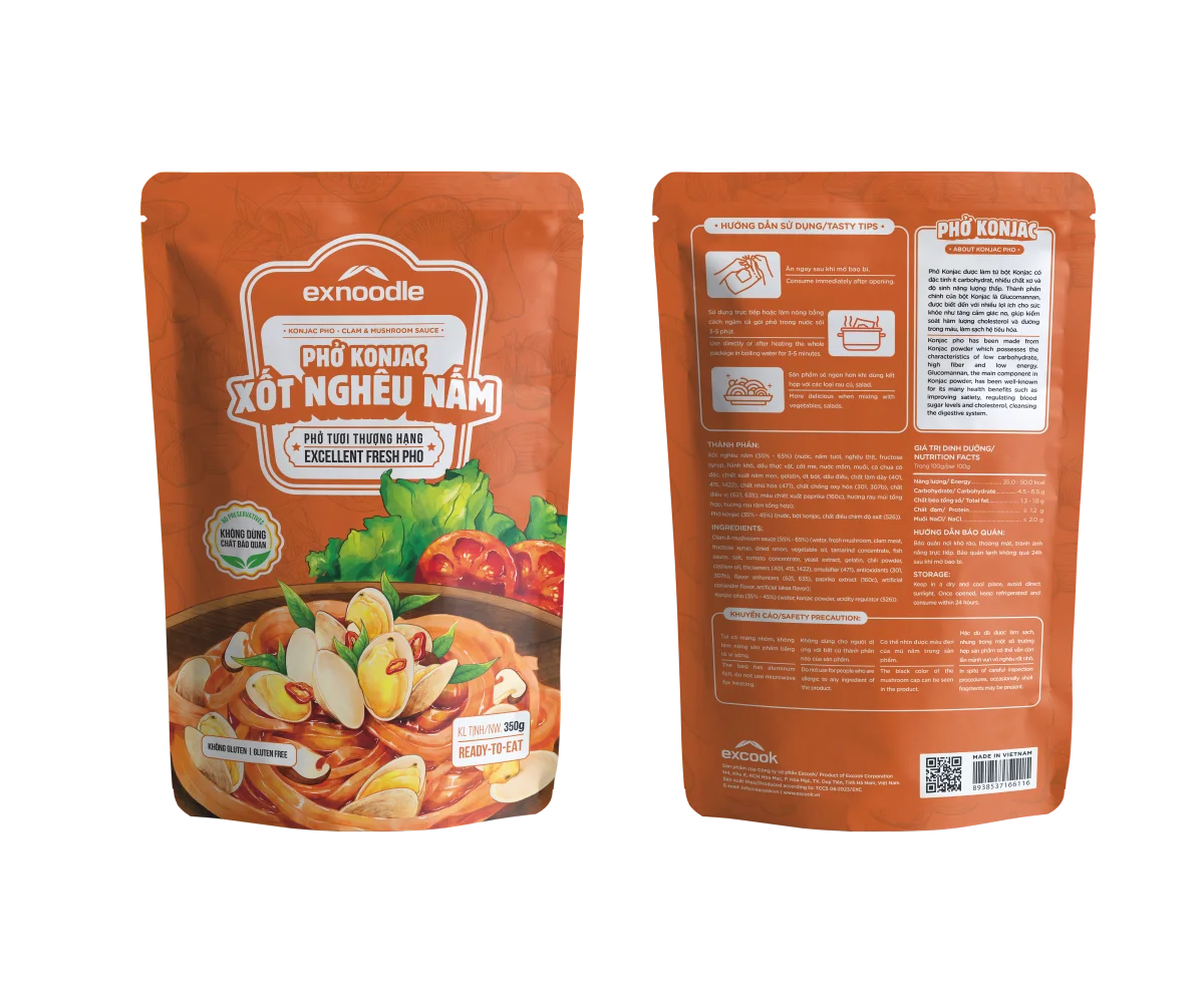 Konjac Pho -Clamp & Mushroom Sauce Instant Food Instant Noodles Made From Vietnam For Sale Ready To Eat