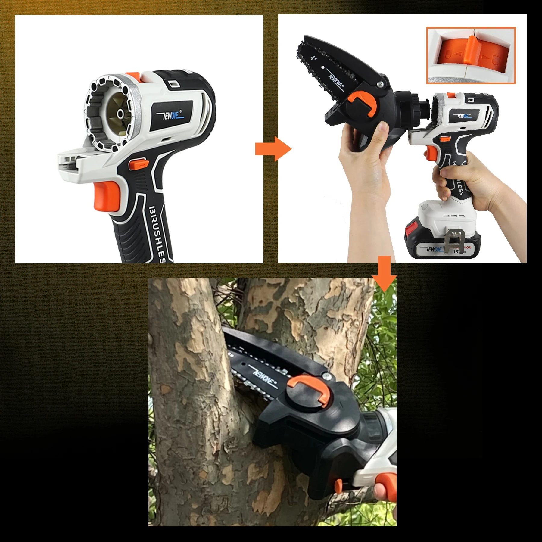 Newest 20V 12in 1 Multi Heads Cordless Power Tool Set Combination Kit Includes Drill Jig Saw Chainsaw Sander OEM Supported