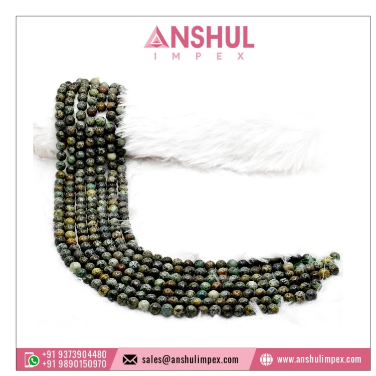 Top Selling Gemstone Decoration Factory Sale African Turquoise 8mm Colorful Natural Stone Round Beads