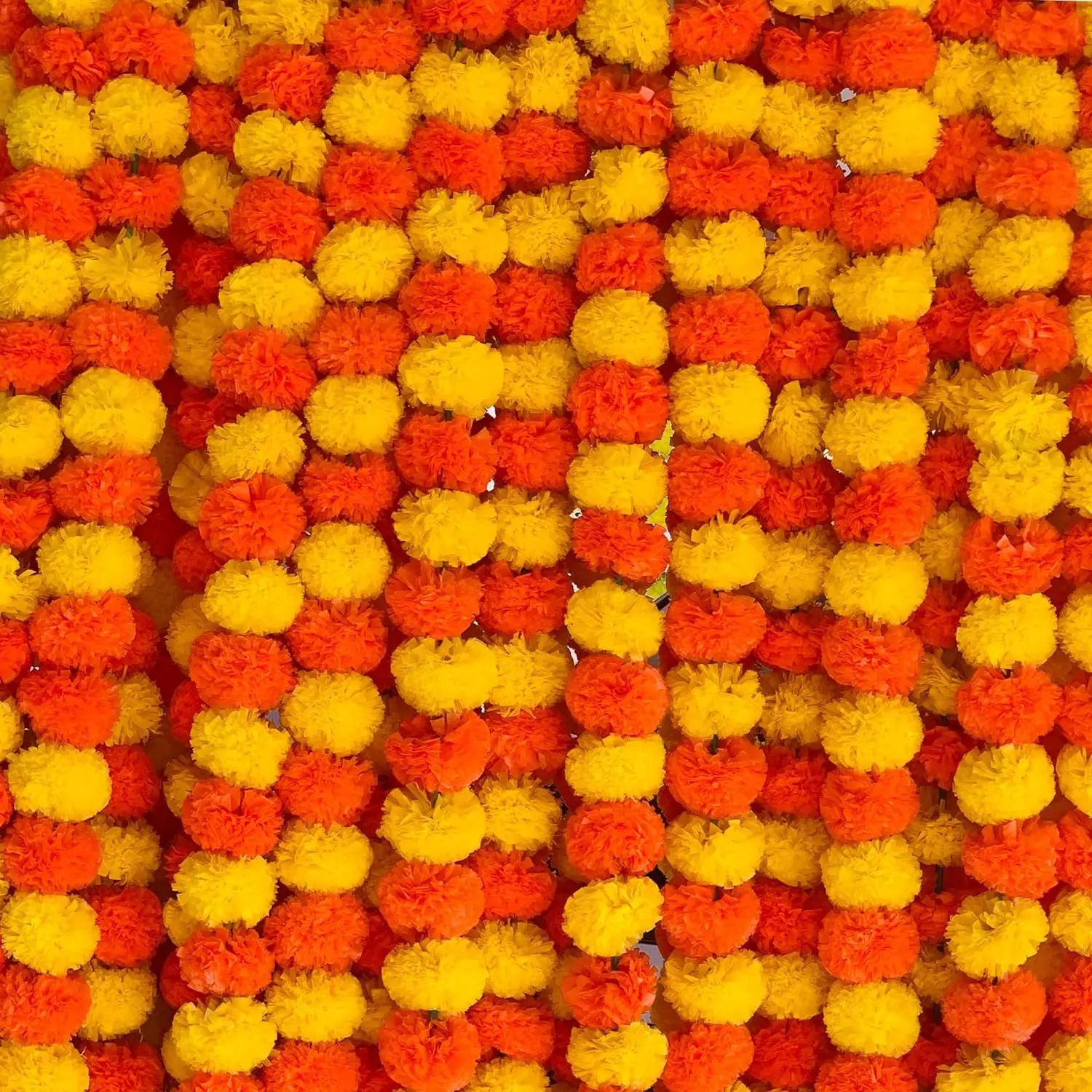 Diwali Marigold Garland for Decoration 5 Pcs of Feet Long Strands Artificial Flowers Indian Pooja Wedding Christmas