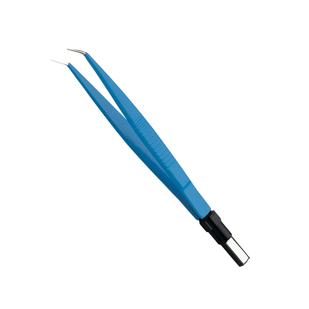 Best Quality Surgical Bipolar Coagulating Tweezers Blue Color Bipolar Bayonet Forceps Curved Point Electro Surgical Tweezers
