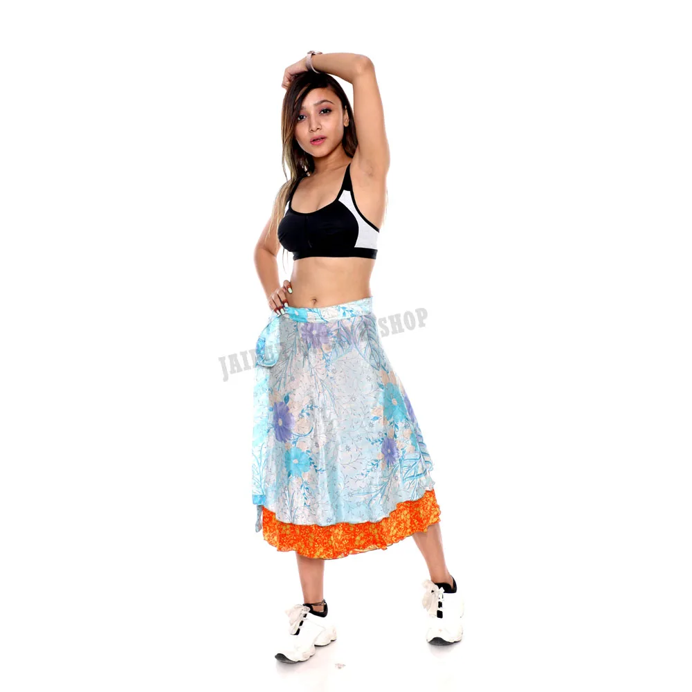 Indian Gypsy Magic Reversible Wrap Silk Skirt Plus Size Casual Maternity for Adults for Summer