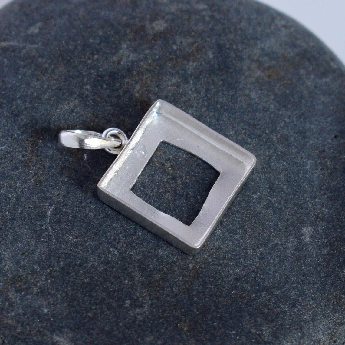 925 Sterling Silver Blank Setting Pendant Collet 9 MM Square Shape Gemstone Bezel Cup Blank Pendant Making DIY