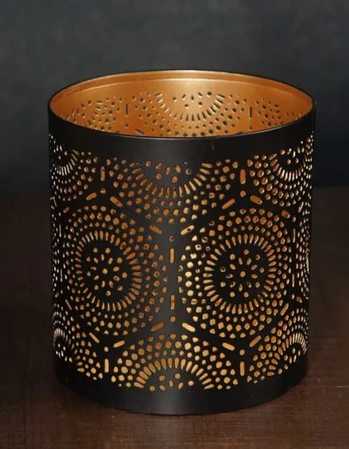 Awesome Quality Metal Iron Sheet Round Votive Candle Holder Attractive Design Black Finished For Home & Office Wedding Decorate