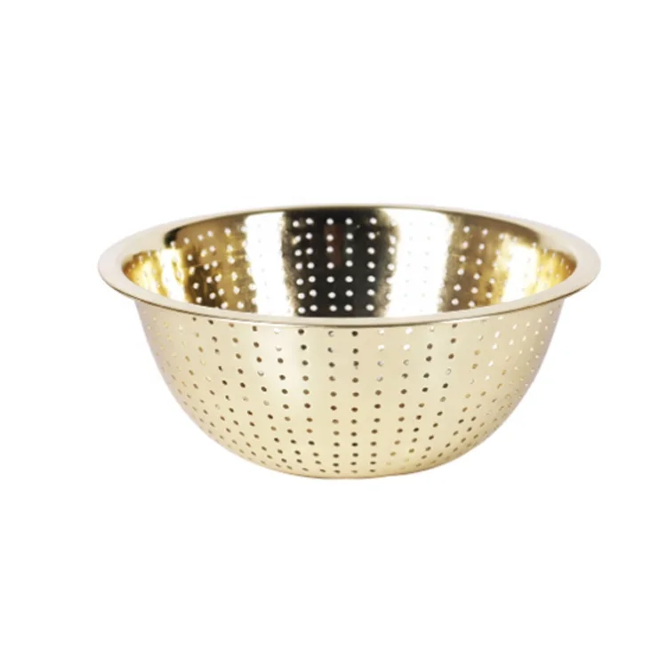 Custom Kitchen Gadgets Gold Colander Strainers Mesh Stainless Steel Strainer Basin Basket Sink Colanders Set