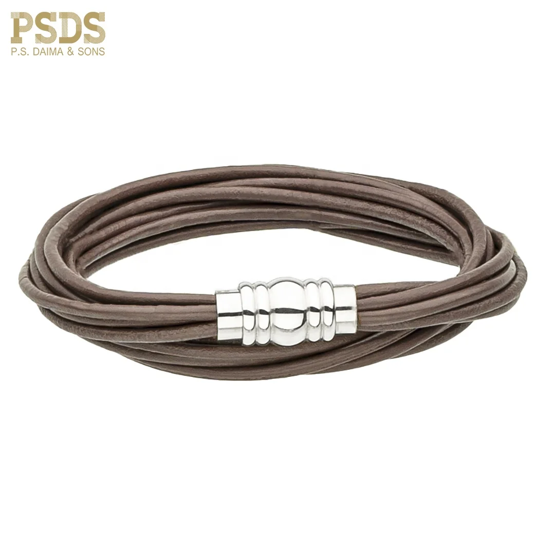 High Quality Stainless Steel Round Leather Bracelet in Best Price By PSDS