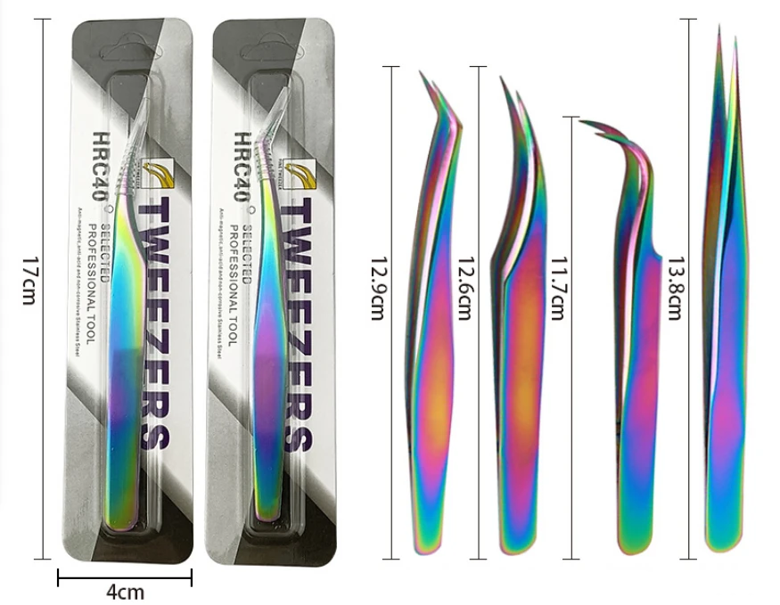 Wholesale Stainless Steel Quality Lashes Eyelashes Tools Private Label Fiber Tip Tweezers for Eyelash Extension