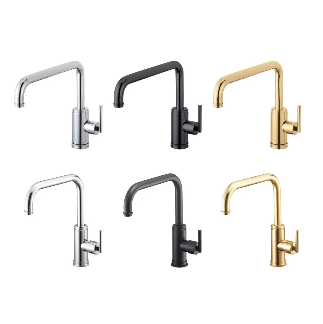 Antique Swan Design Solid Tempered Glass Kitchen Sink Faucet Gold Deck Mounted Single-Handle Valve with Single-Hole Installation