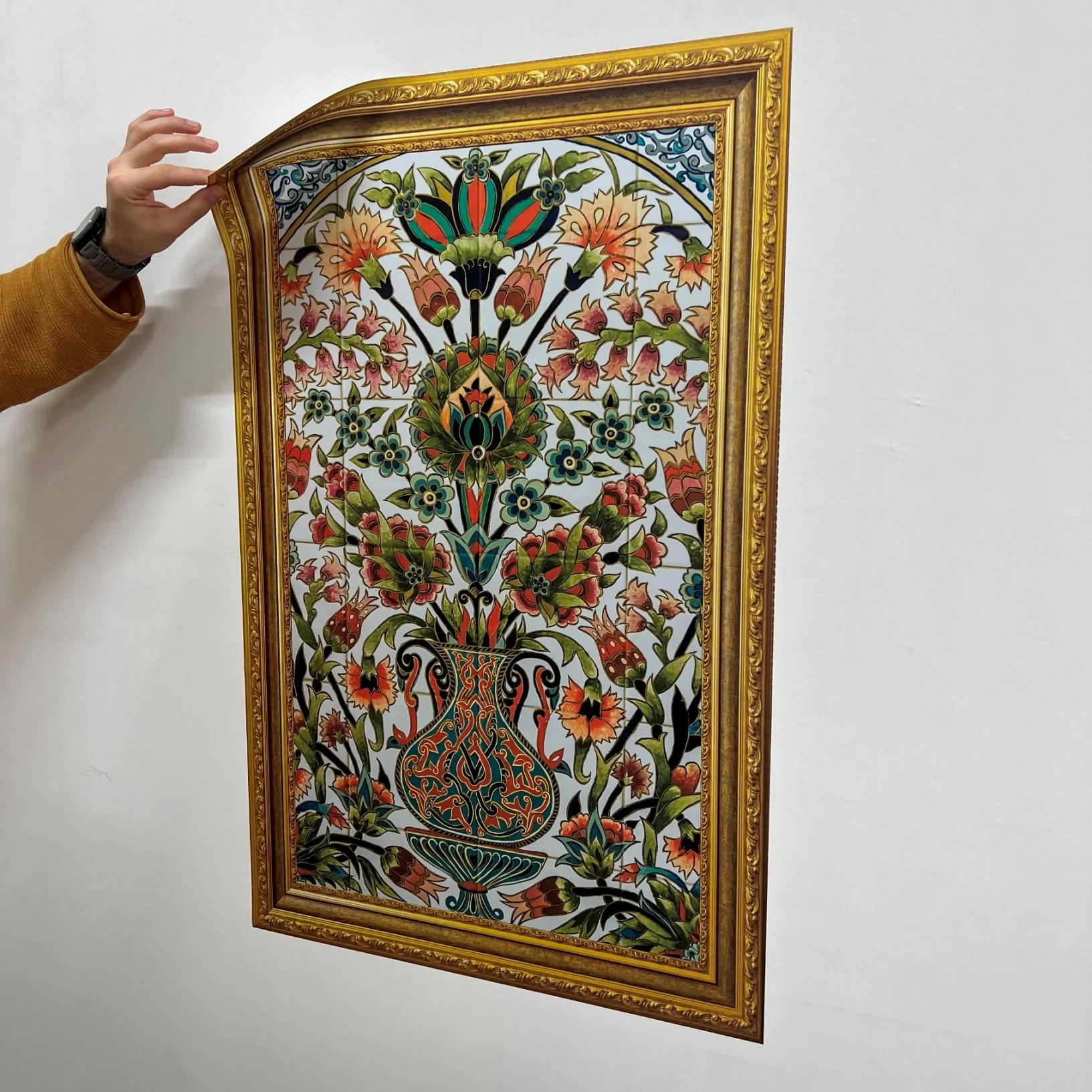 Tile Art Themed Frame Looking Picture Model-1 Reusable Durable Polystyrene Material Holds The Surface With Static Electricity