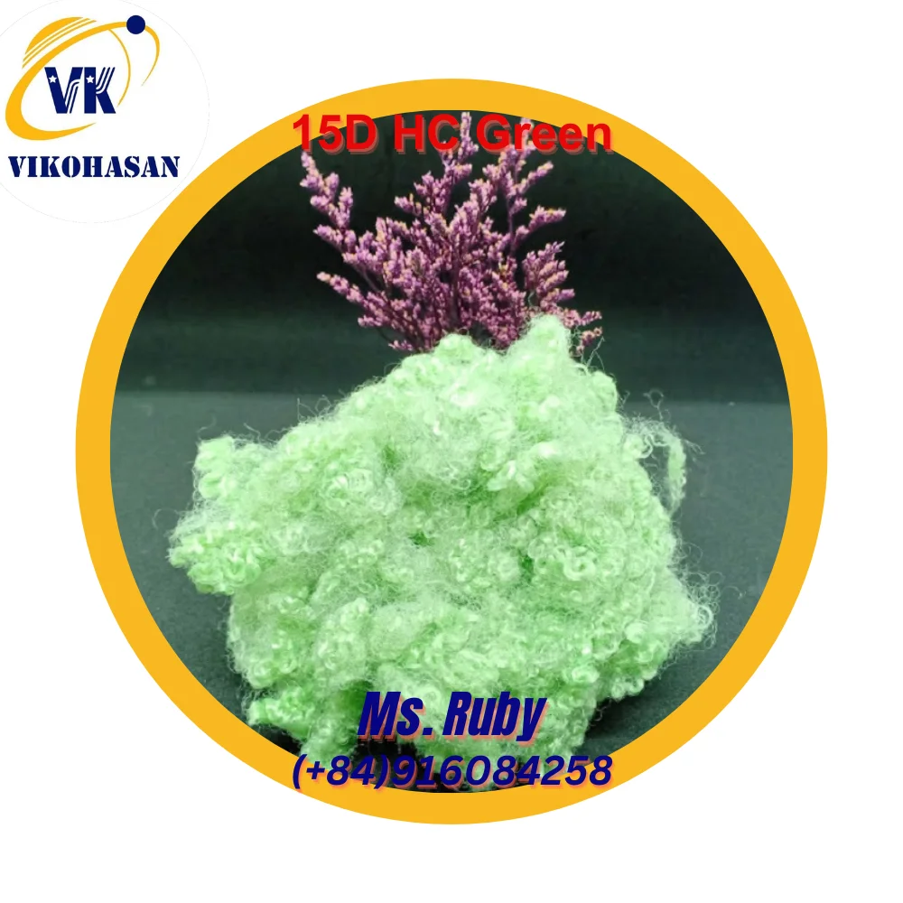 Low Price 15D HC Hollow Conjugated Green A Grade 100% Polyester Staple Fiber  for Filling Toys Pillow Blankets Mattress Padding
