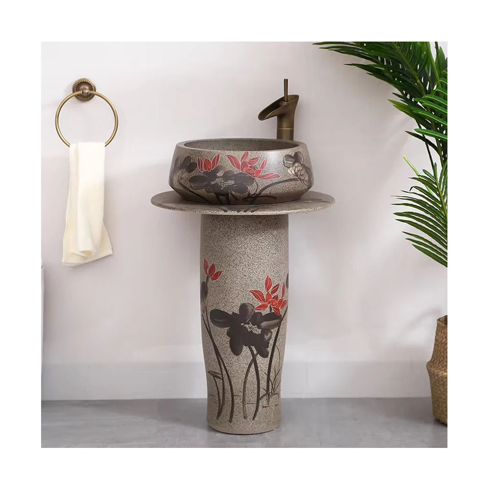 Outdoor antique floor-standing garden wash basin retro pedestal wash basin